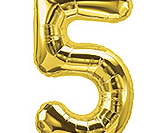 Number 5 Balloon, Fifth Birthday, Foil Gold Balloon, Party Decoration, Anniversary Celebration