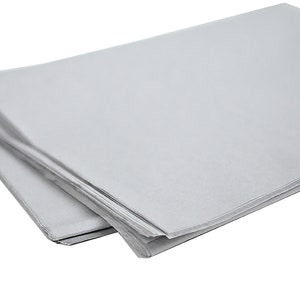 Tissue Paper Gray, 24 Large Folded Sheets, Light Grey, Wrapping Paper, Gift Packaging, Craft Supply, Party Supply
