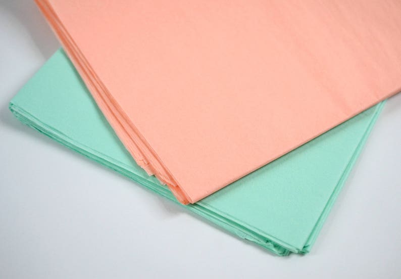 Mint And Peach Tissue Paper Party Decoration Wrapping Paper Etsy