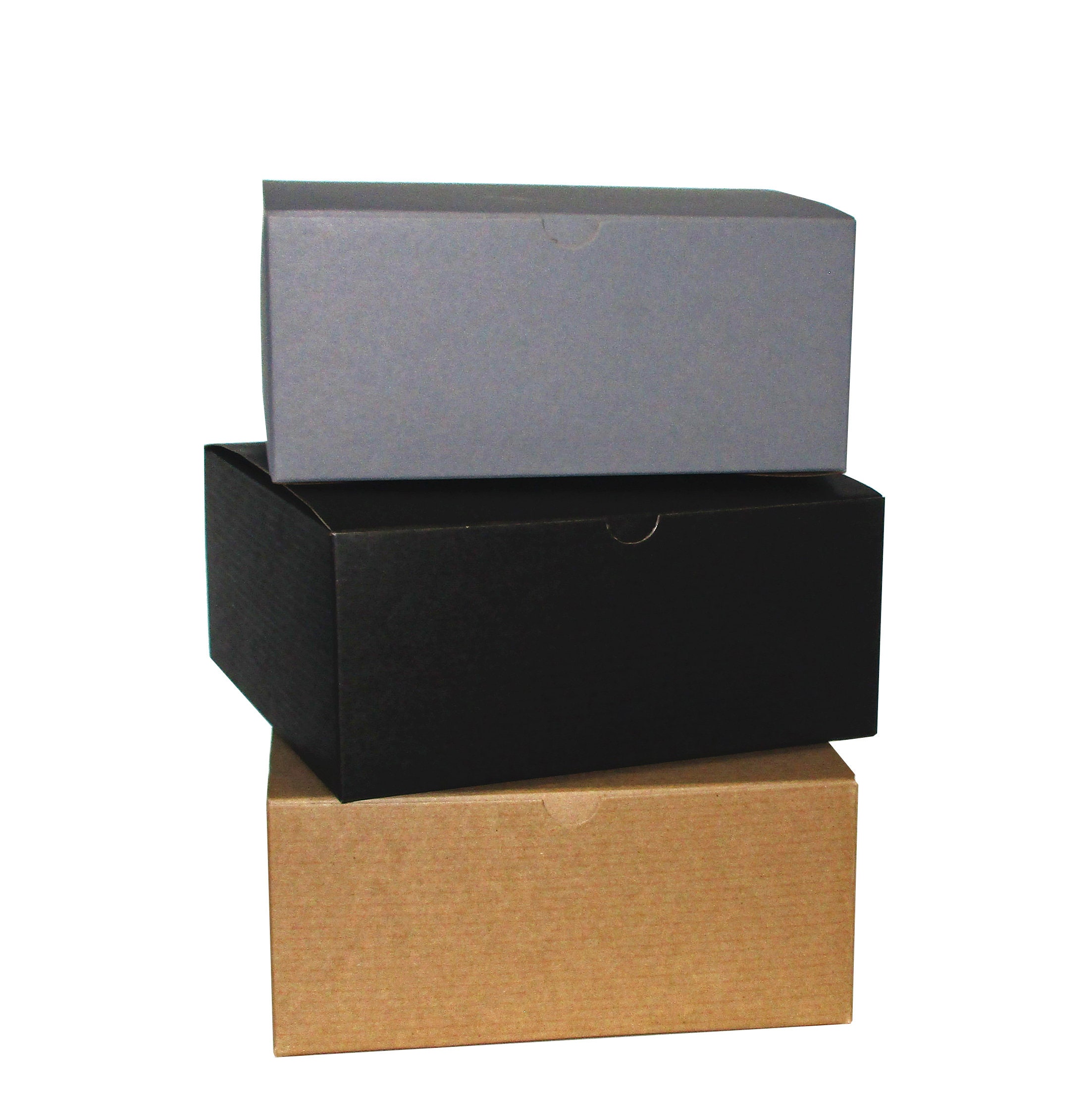 Gift Box with Lid 8 x 8 x 3 1⁄2", Black, Brown Kraft, Gold, Gray…