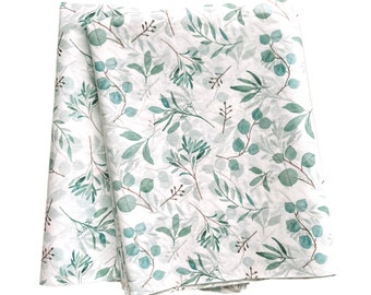 Trendy Botanical Printed Tissue Paper, Large Folded Sheets, Eucalyptus Wrapping Paper, Art and Craft Supply, Gift Packaging