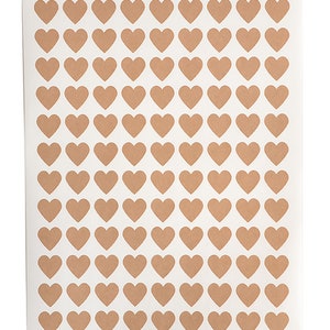 Heart Stickers, 108 Brown Kraft, Envelope Seals, Self Adhesive Labels, Mini Stickers Labels, Wedding Invite Seals, Craft Supply