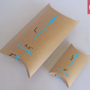 Pillow Boxes 7 x 5.5 x 2 Kraft, Paper Boxes, Wedding Favor Boxes, Gift Packaging, Craft Supply, 20 pcs image 3