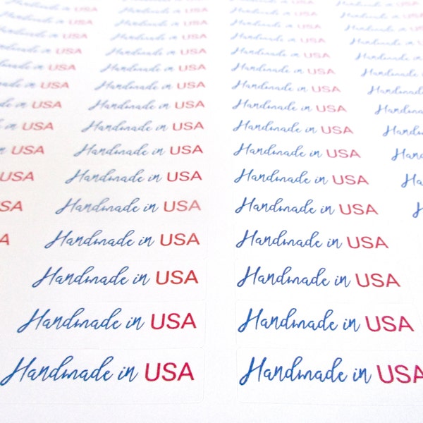 Handmade in USA Stickers, Patriotic Labels, Packaging Supply, 80 Mini Labels