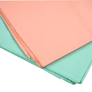 Tissue Paper Mint and Peach, Large Folded Sheets, Wrapping Paper, Gift Packaging, Craft Supply, Party Supply
