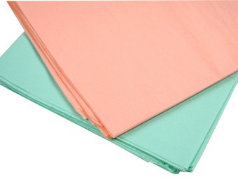 Tissue Paper Mint and Peach, Large Folded Sheets, Wrapping Paper, Gift Packaging, Craft Supply, Party Supply