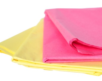 Tissue Paper Cerise, Yellow, Large Folded Sheets, Wrapping Paper, Gift Packaging, Craft Supply, Party Supply