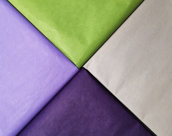 Tissue Paper Lavender Purple Aloe Gray, Large Folded Sheets, Wrapping Paper, Gift Packaging, Craft Supply, Party Supply