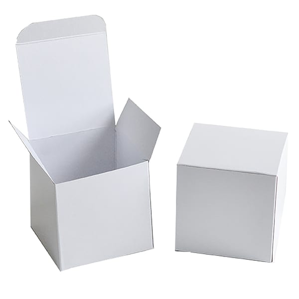 Party Favor Boxes, 4 x 4 x 4" White, Boxes with Lid, Treat Boxes, Wedding Favor Boxes, Paper Boxes, Craft Supply, 10 pcs