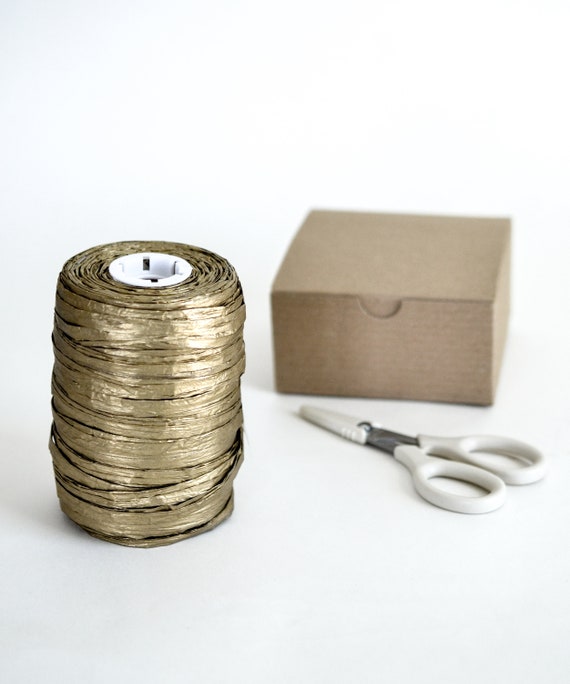 Metallic Gold Raffia, Quality Paper Ribbon, Gift Wrapping and Packaging,  Craft Supply, 100 Yards Spool 