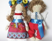 Textile dolls Loving couple angels in Ukrainian style, Ukrainian souvenir
