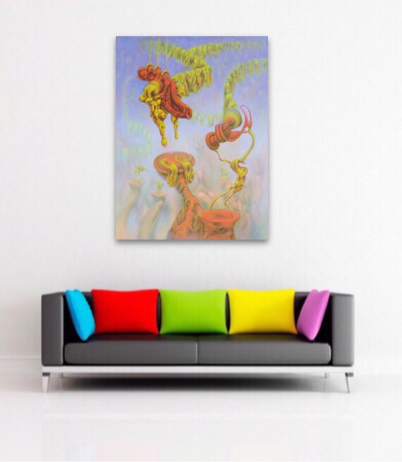 Modern Art Trippy And Colorful Oddities Home Decor Click For Etsy