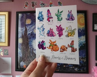 The Many Flavors of Bunnies - Folded Greeting Card