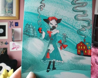 Very Moo-ey Christmas - Blank Holiday or Winter Card