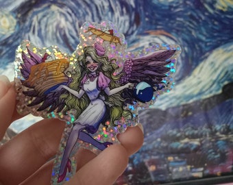 Breakfast Angel Glitter Sticker
