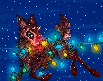 Merry and Bright - Reindeer Art Print