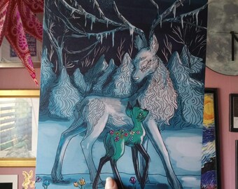 Young Spring With Father Winter - Art Print