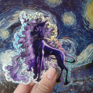 Blackberry Unicorn Glitter Sticker