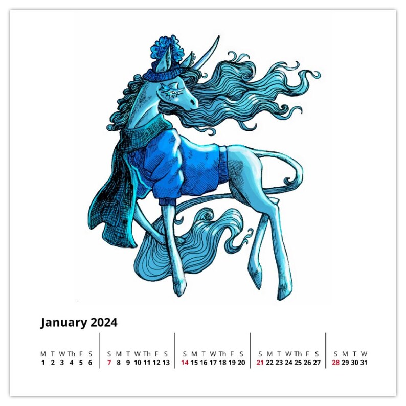 2024 Unicorn Desk Calendar Etsy