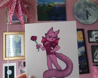 Rose Kitty - Greeting Card for Valentines and Special Occasions