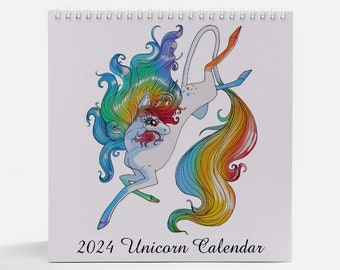 Calendrier de bureau licorne 2024