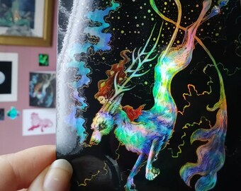 Flight of the Wolf King - Gorgeous Rainbow Holographic Sticker