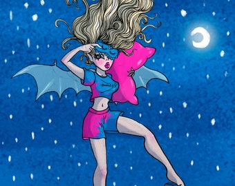 Sleeping Batty - Adorable Scarytale Art Print