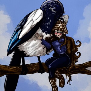 Magpie Inkcap Mushroom Girl -- Art Print