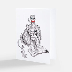 Lion Dad and Cub - Blank Card for Birthdays, Father's Day, or Special Occasions