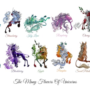 The Many Flavors of Unicorns - Fruit Unicorns Art Print