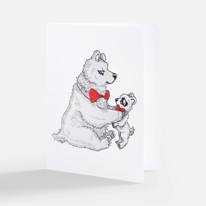 Papa ours et Dapper Cub - Carte de vœux vierge pour la fête des pères, les anniversaires, les vacances et les occasions spéciales