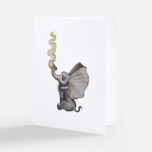 Tiny Elephant Drinking Coffee - Tarjeta de felicitación para cumpleaños, días festivos y ocasiones especiales