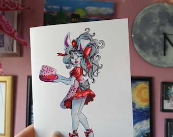 Coquette Heart Bunny - Adorable Blank Greeting Card