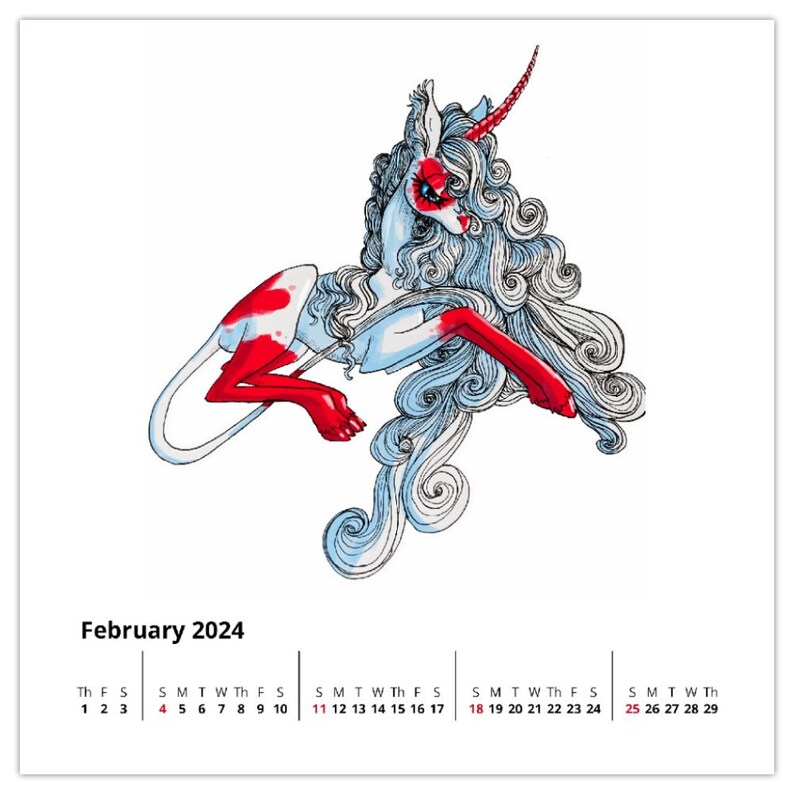 2024 Unicorn Desk Calendar Etsy