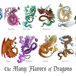 Die vielen Geschmacksrichtungen der Drachen - Kunstdruck
