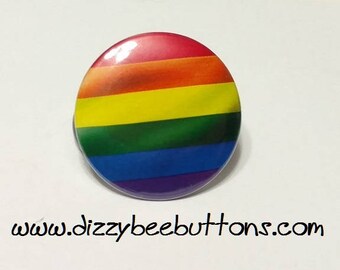 LGBT Gay Pride Rainbow Flag - 1.25" or 1.5" - Pinback Button - Magnet - Keychain