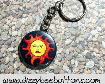 Artsy Boho Sun Keychain - Original Art - Celestial - Classic Style - Sunny - Sunshine - Vintage style - Bohemian - Solar Keychain