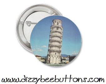 Vintage Leaning Tower of Pisa Pinback Button Magnet Keychain - Italy - Travel Buttons - Pisa Italy - Europe - World Treasures - Travel Bug