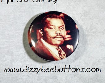 Marcus Garvey 1.25" or 1.5" Pinback Button Keychain Magnet - Historical Figures - Civil Rights Hero