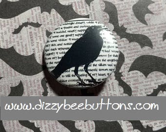 Halloween Edgar Allan Poe Raven - 1.25" or 1.5" - pinback button - magnet - keychain