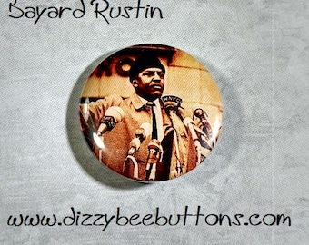 Bayard Rustin 1.25" or 1.5" Pinback Button Keychain Magnet - Historical Figures - Civil Rights Hero