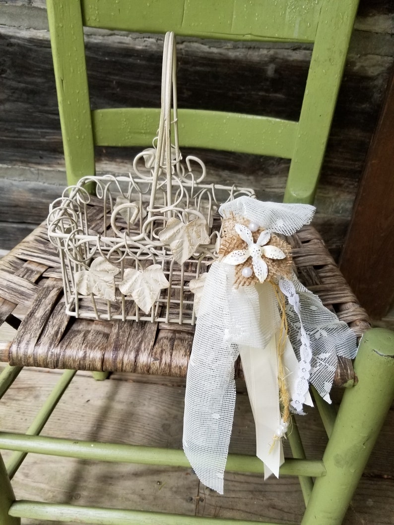 Beautiful Shabby Chic Metal Wire Basket Etsy