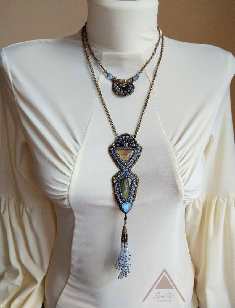 Art Deco Style Jewelry Set Unique Rare Jewelry Bead Embroidery Etsy