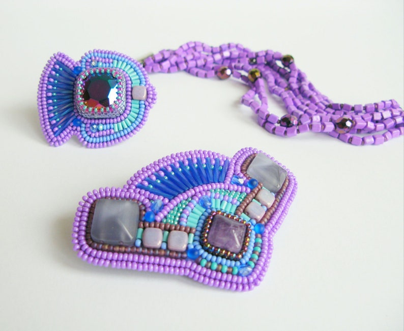 Hair Barrette Beaded Purple Hair Accessories Hair Clip Beadwork Ultra