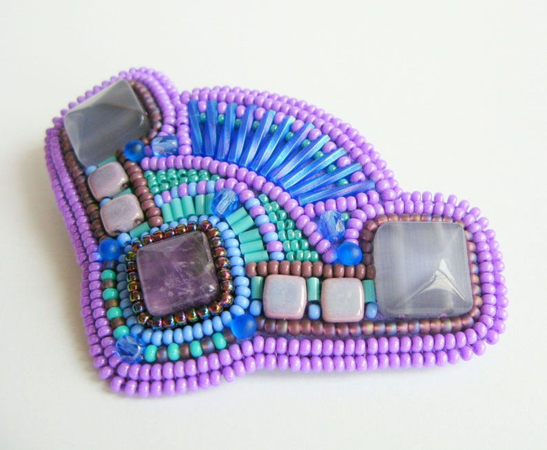 Hair Barrette Beaded Purple Hair Accessories Hair Clip Beadwork Ultra