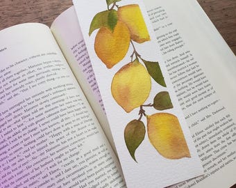 Lemon watercolor bookmark