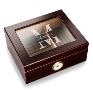 Personalized Cigar Humidor | Glass Cigar Humidor | Desktop Humidor | Groomsmen Gift | Corporate Gift | Promotional Gift | Cigar Storage