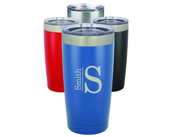 Personalized Stainless Steel Travel Cup | Insulated Tumbler 20oz with Lid | Customize Gifts for Men | Groomsmen Gifts | Free Personalization