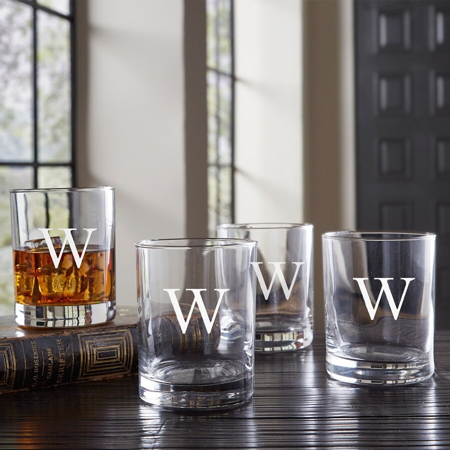Double Rocks Glass Set 4 Engraved DOF Glasses Personalized Etsy