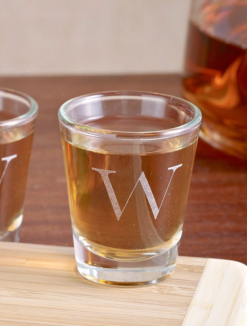 Classic Initial Shot Glass Personalized Groomsmen Gift 2oz Etsy
